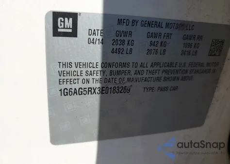 2014 Cadillac Ats Standard из США, поврежденный, VIN 1G6AG5RX3E0183269